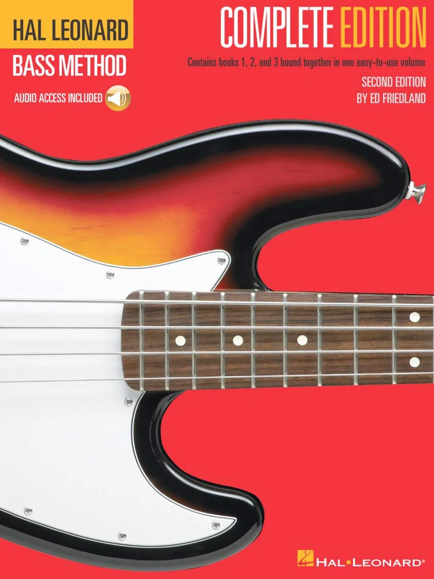 Libri 1,2 e 3 del metodo Hal Leonard Bass, edizione completa, rilegati insieme in un volume facile da usare