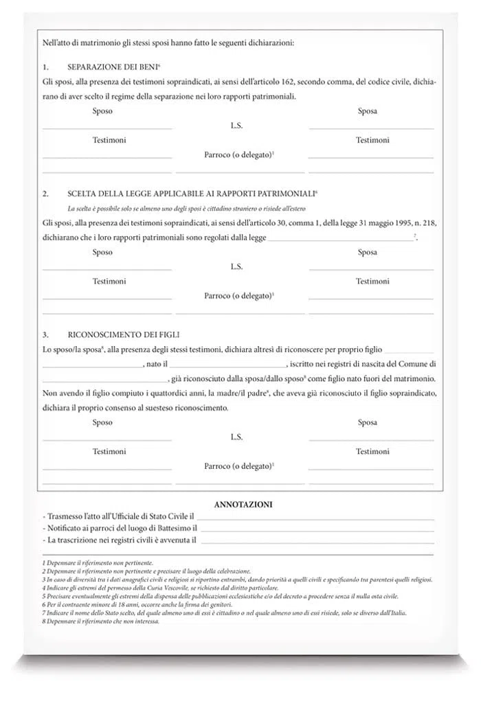 Registro degli atti di Matrimonio