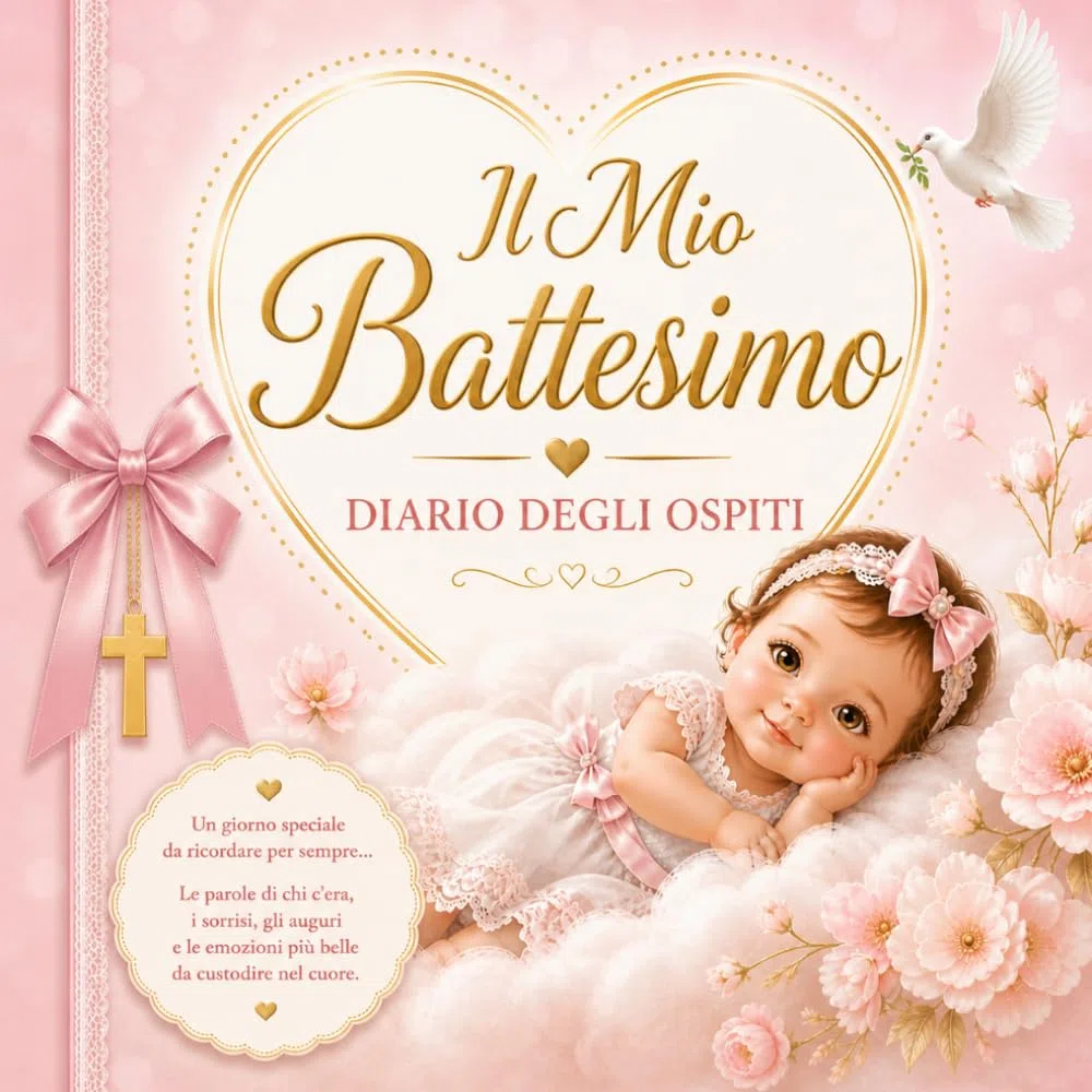 Il Mio Battesimo: Diario degli Ospiti per Bambina: libro ricordo Battesimo, Guest Book con dediche, Auguri e firme degli Invitati