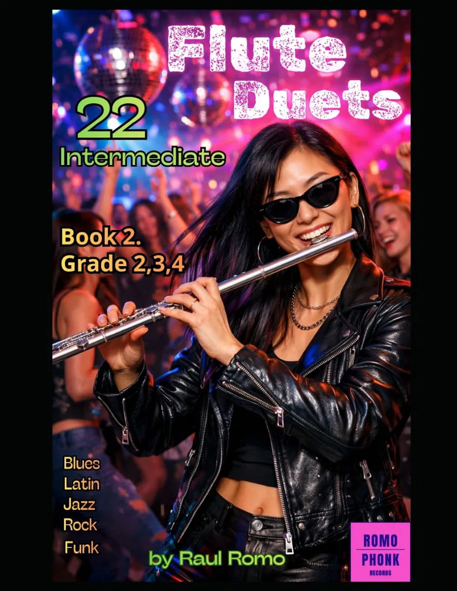 Dúos Flauta: 22 Dúos para Flauta. Nivel intermedio. Cursos 2,3,4. BOOK 2, rock, pop, jazz, blues, latin, funk