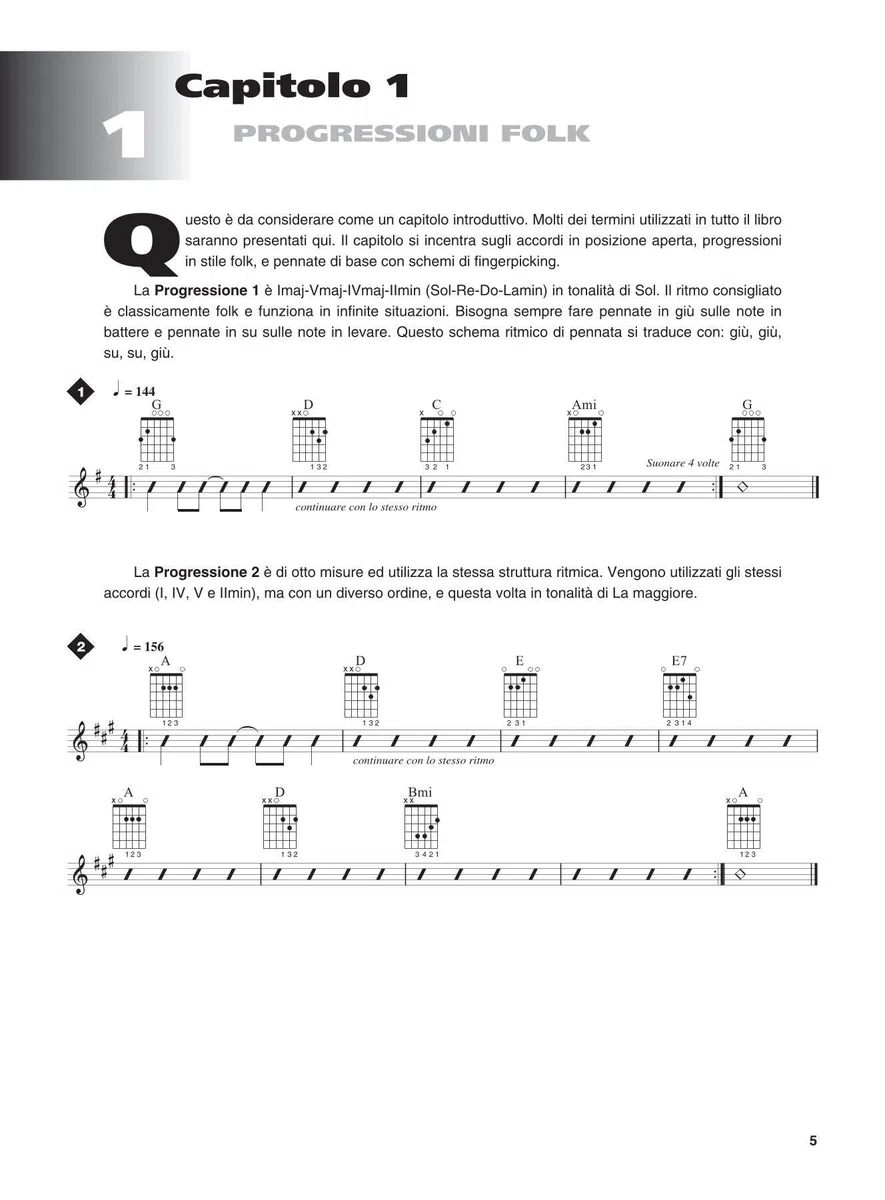 Progressione di accordi per chitarra. Con File audio per il download