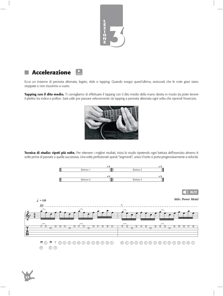 Alternate Picking Improver. Metodo per chitarra di pennata alternata. Con video in streaming. Con File audio per il download