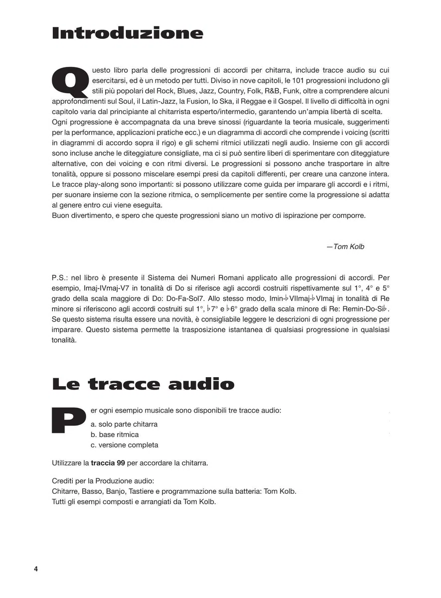 Progressione di accordi per chitarra. Con File audio per il download