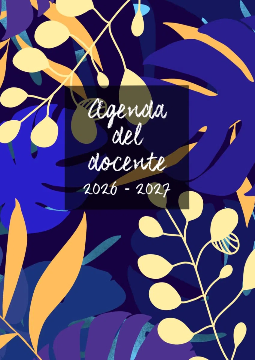 AGENDA DEL DOCENTE 2026-2027: A4 copertina tropical blu